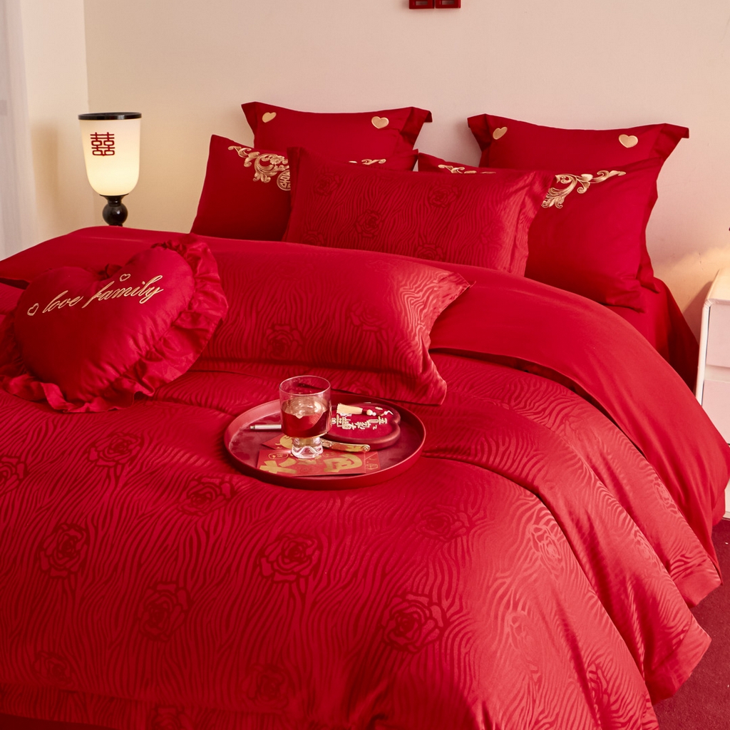 91家纺网 家纺一手货源 找家纺 东方合美（原：皇家传奇） 2025新款婚庆小红书化纤系列二 山茶花-提花