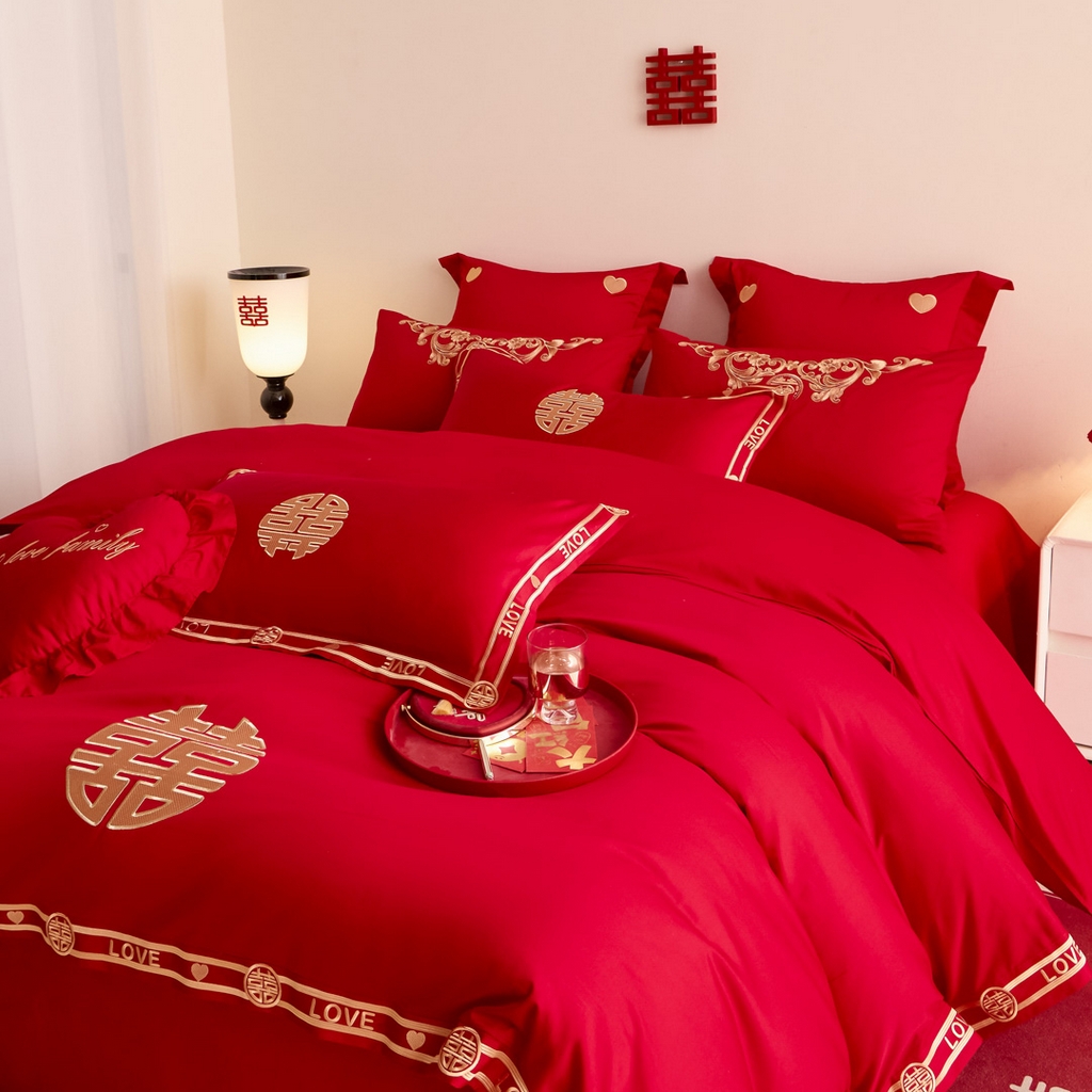 91家纺网 家纺一手货源 找家纺 东方合美（原：皇家传奇） 2025新款婚庆小红书化纤系列二 双喜