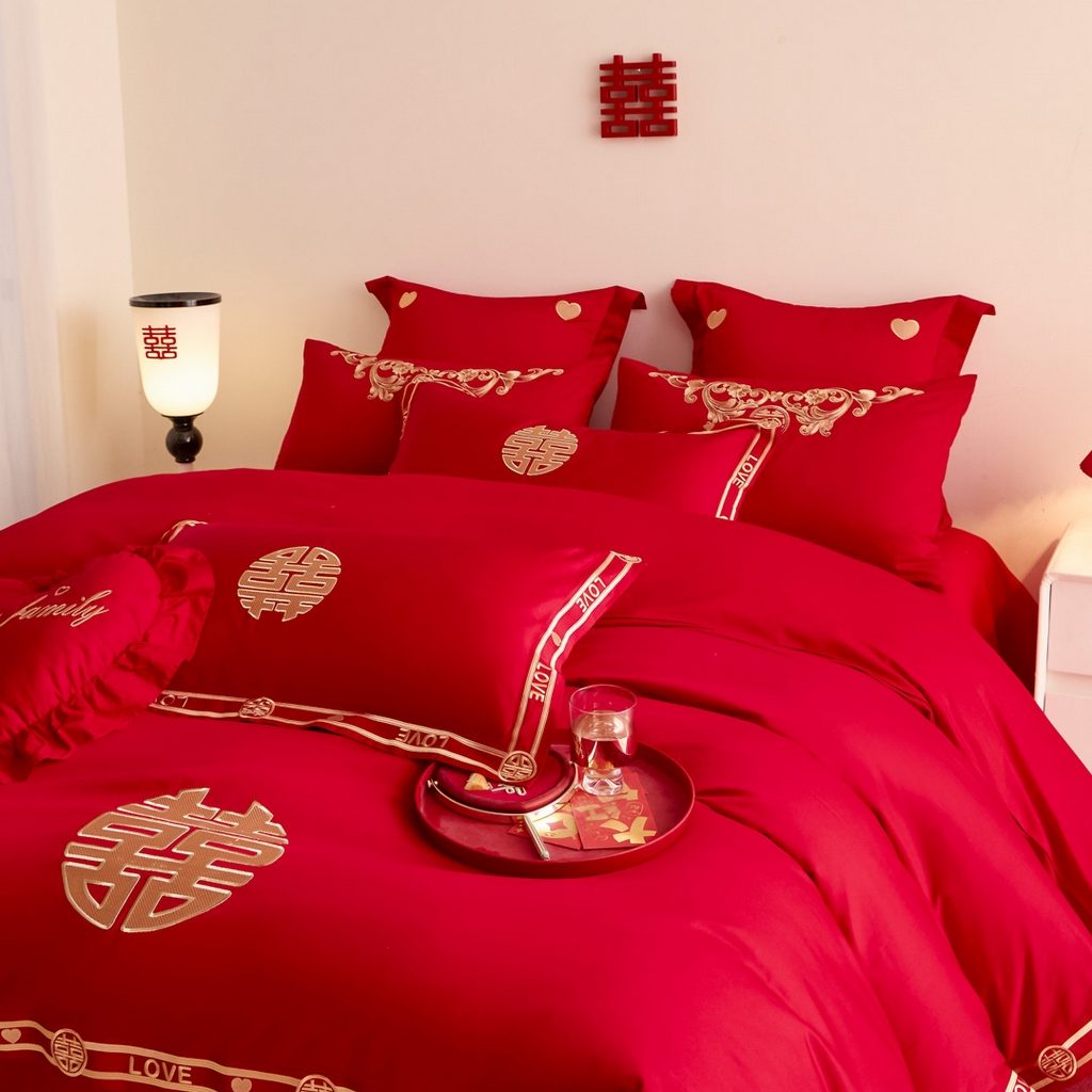 91家纺网 家纺一手货源 找家纺 东方合美（原：皇家传奇） 2025新款婚庆小红书化纤系列二 双喜