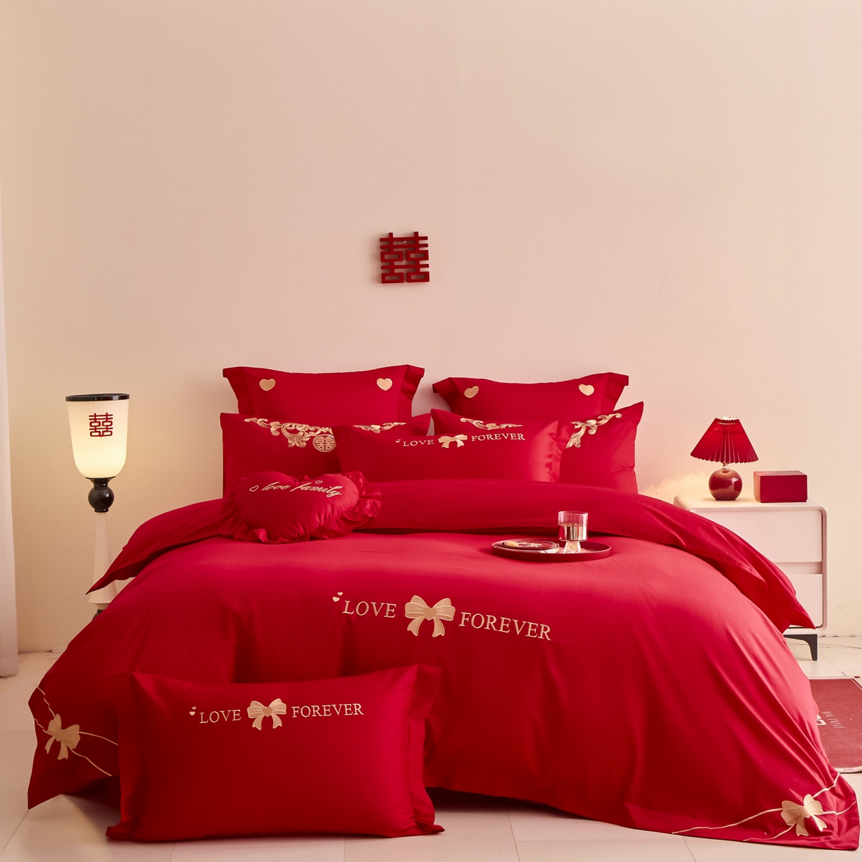 91家纺网 家纺一手货源 找家纺 东方合美（原：皇家传奇） 2025新款婚庆小红书化纤系列二 蝴蝶结