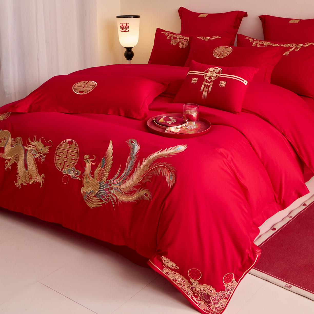 91家纺网 家纺一手货源 找家纺 东方合美（原：皇家传奇） 2025新款婚庆小红书化纤系列二 欢龙喜凤