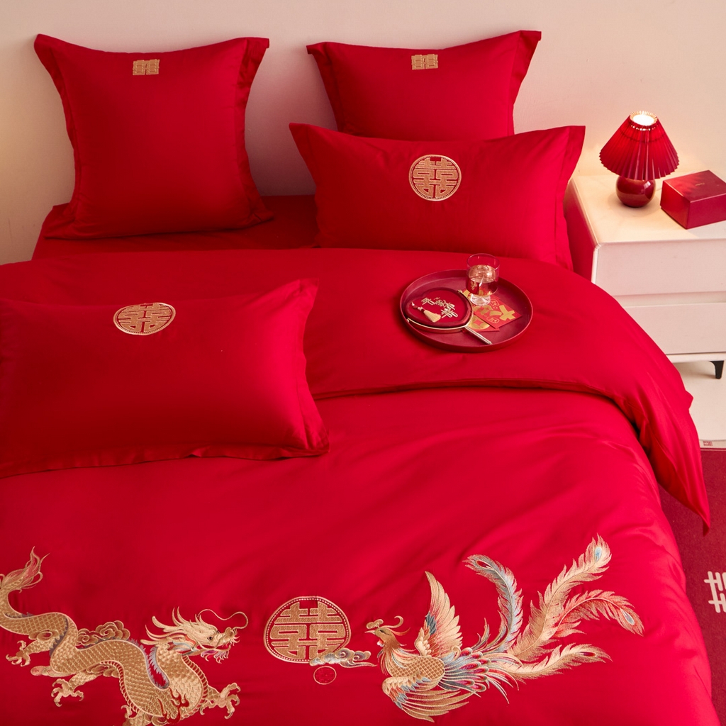 91家纺网 家纺一手货源 找家纺 东方合美（原：皇家传奇） 2025新款婚庆小红书化纤系列二 欢龙喜凤