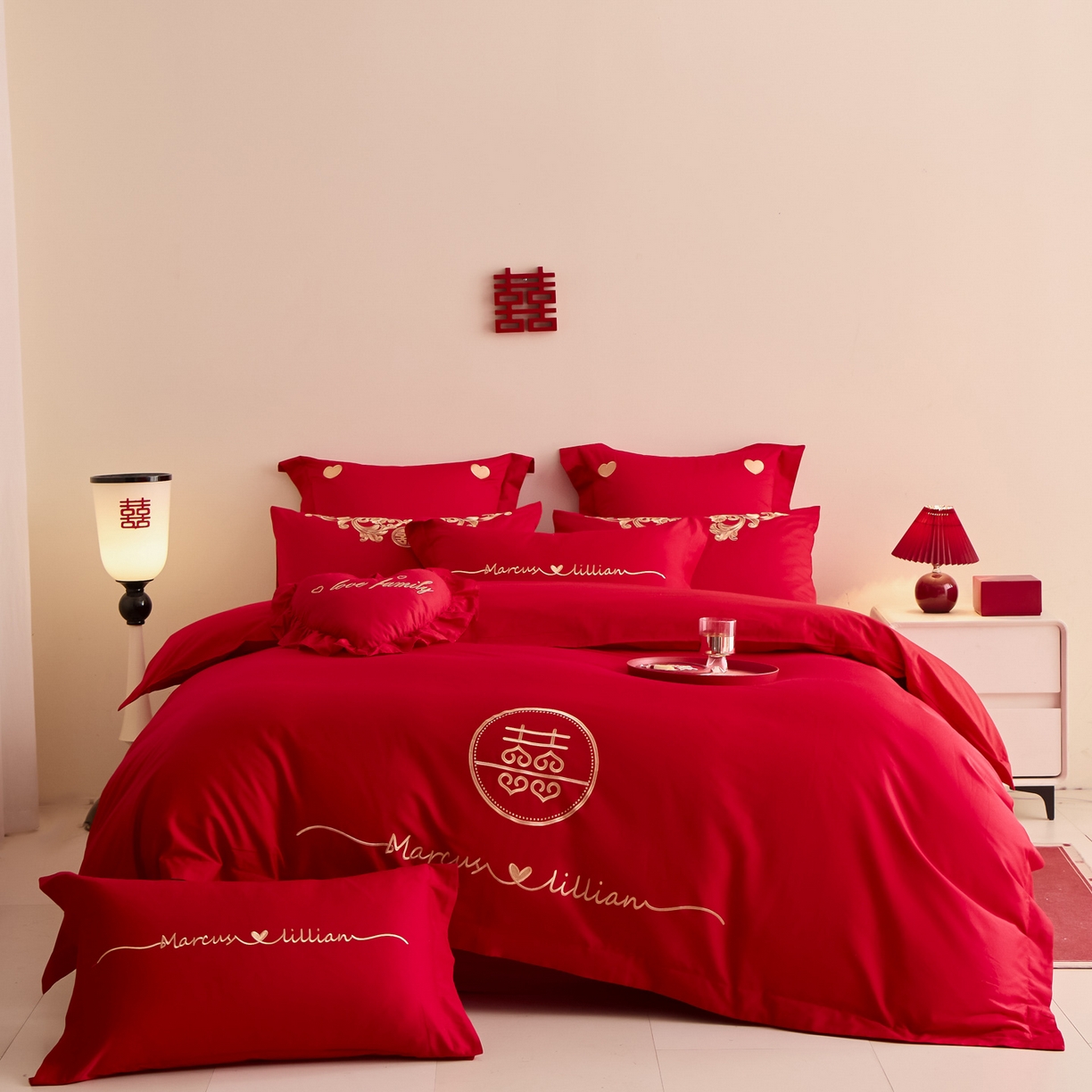 91家纺网 家纺一手货源 找家纺 东方合美（原：皇家传奇） 2025新款婚庆小红书化纤系列二 喜上加喜