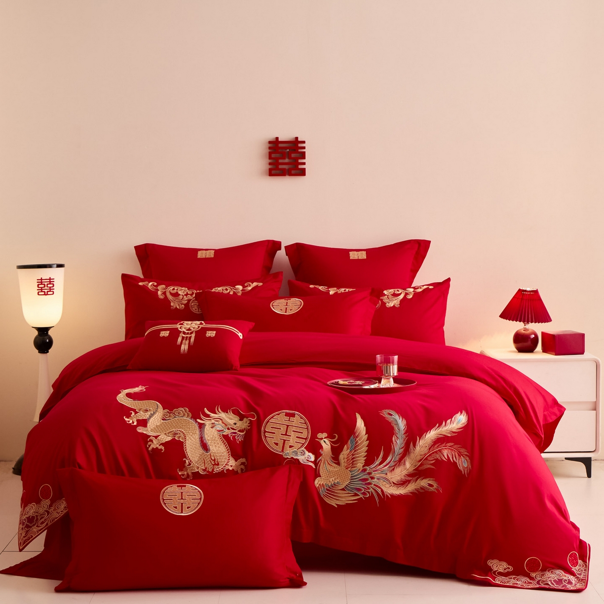 91家纺网 家纺一手货源 找家纺 东方合美（原：皇家传奇） 2025新款婚庆小红书化纤系列二 欢龙喜凤