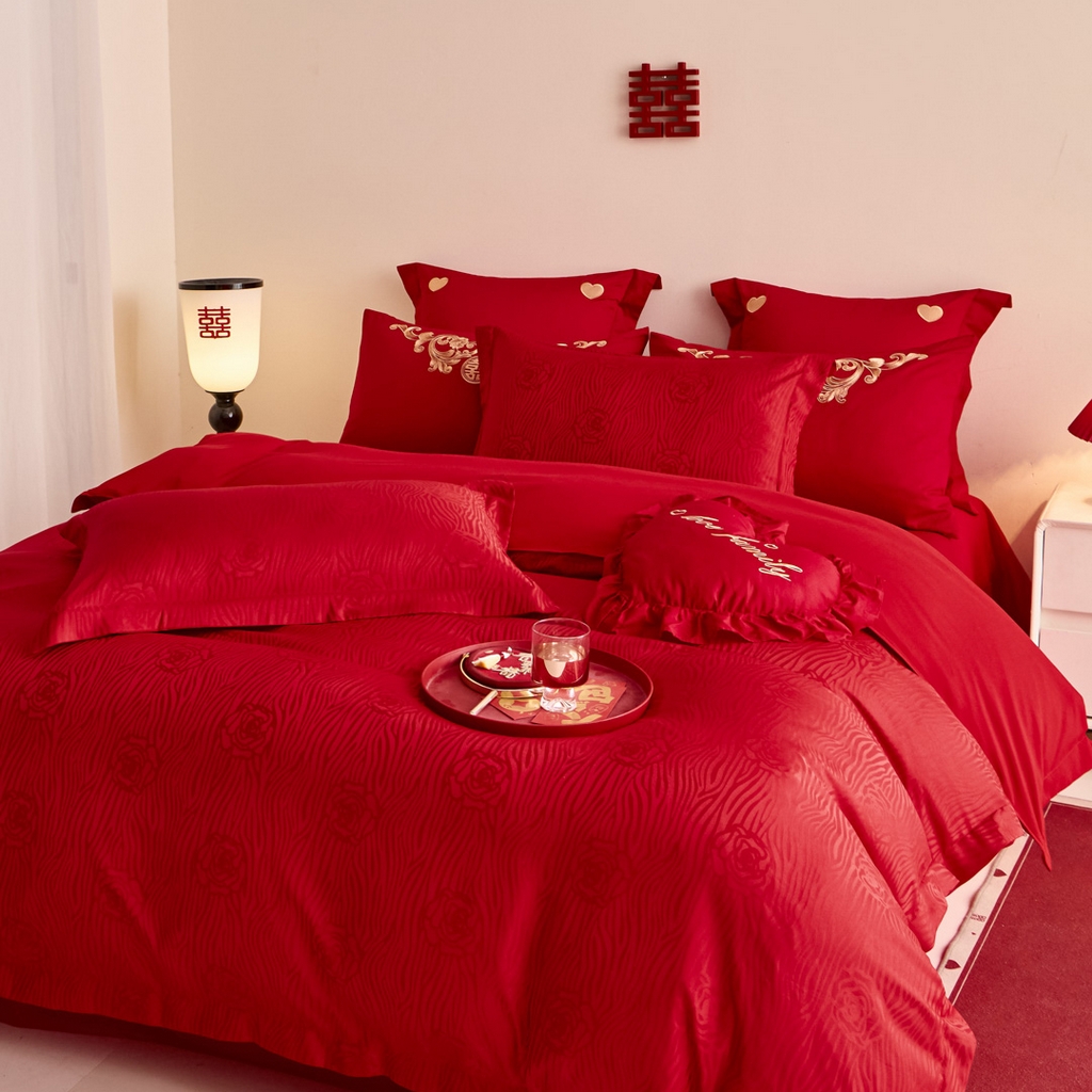 91家纺网 家纺一手货源 找家纺 东方合美（原：皇家传奇） 2025新款婚庆小红书化纤系列二 山茶花-提花