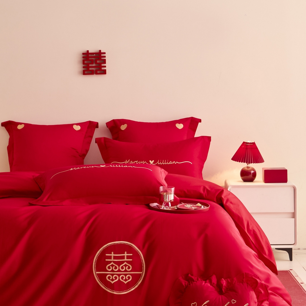 91家纺网 家纺一手货源 找家纺 东方合美（原：皇家传奇） 2025新款婚庆小红书化纤系列二 喜上加喜