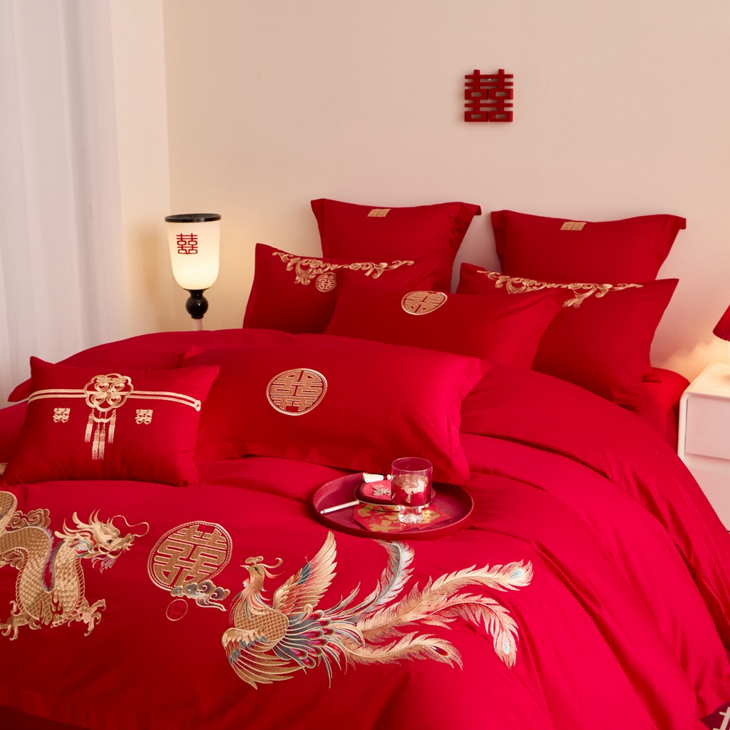 91家纺网 家纺一手货源 找家纺 东方合美（原：皇家传奇） 2025新款婚庆小红书化纤系列二 欢龙喜凤