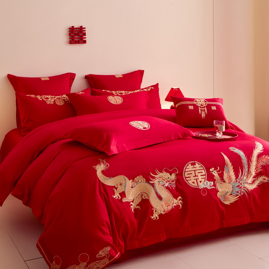 91家纺网 家纺一手货源 找家纺 东方合美（原：皇家传奇） 2025新款婚庆小红书化纤系列二 欢龙喜凤