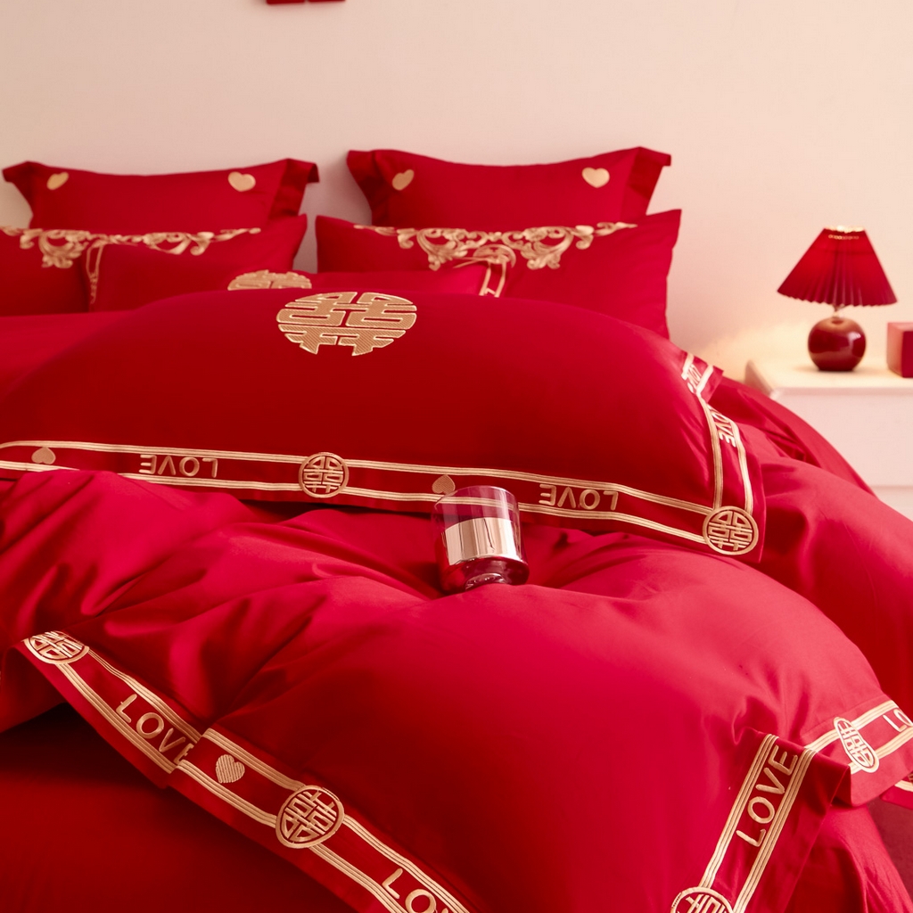 91家纺网 家纺一手货源 找家纺 东方合美（原：皇家传奇） 2025新款婚庆小红书化纤系列二 双喜