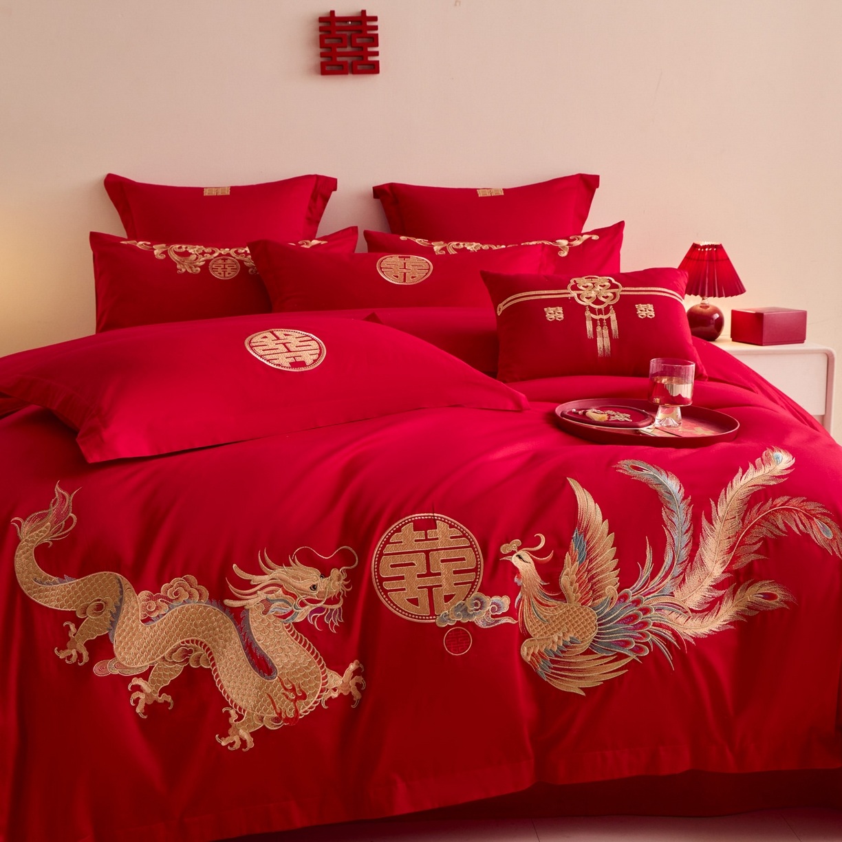 91家纺网 家纺一手货源 找家纺 东方合美（原：皇家传奇） 2025新款婚庆小红书化纤系列二 欢龙喜凤