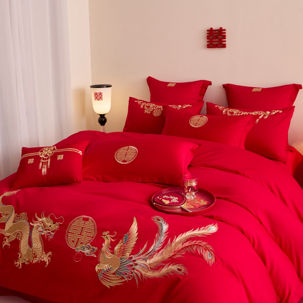 91家纺网 家纺一手货源 找家纺 东方合美（原：皇家传奇） 2025新款婚庆小红书化纤系列二 欢龙喜凤