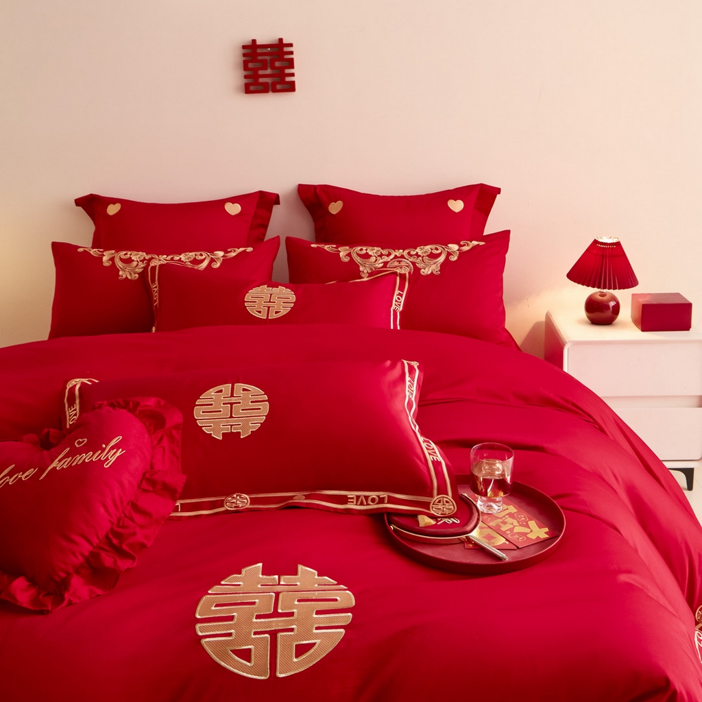 91家纺网 家纺一手货源 找家纺 东方合美（原：皇家传奇） 2025新款婚庆小红书化纤系列二 双喜