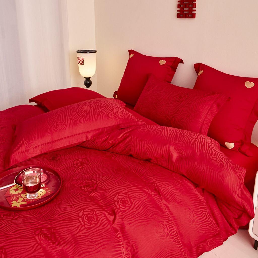 91家纺网 家纺一手货源 找家纺 东方合美（原：皇家传奇） 2025新款婚庆小红书化纤系列二 山茶花-提花