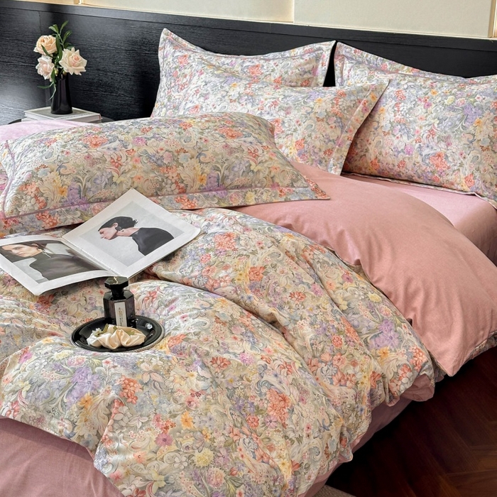 91家纺网 家纺一手货源 找家纺 海洋家纺 2025新款100%全棉磨毛数码印花四件套加厚全棉四件套-提供买家秀 琳岚 粉