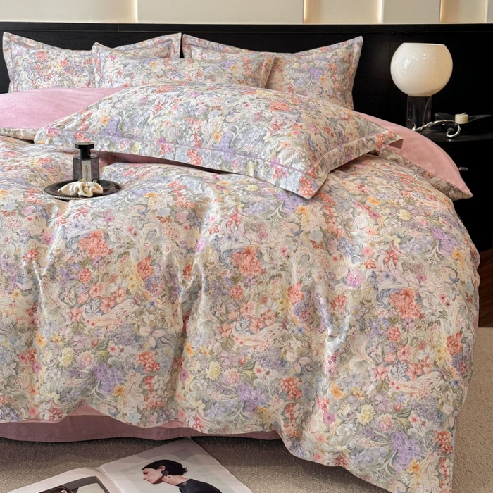 91家纺网 家纺一手货源 找家纺 海洋家纺 2025新款100%全棉磨毛数码印花四件套加厚全棉四件套-提供买家秀 琳岚 粉