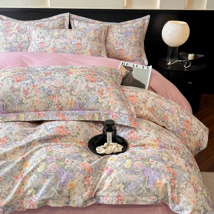 91家纺网 家纺一手货源 找家纺 海洋家纺 2025新款100%全棉磨毛数码印花四件套加厚全棉四件套-提供买家秀 琳岚 粉