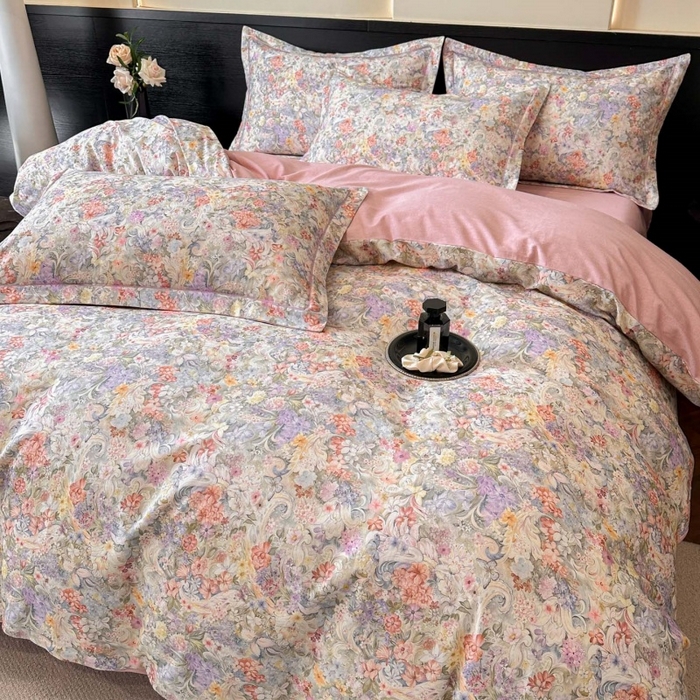 91家纺网 家纺一手货源 找家纺 海洋家纺 2025新款100%全棉磨毛数码印花四件套加厚全棉四件套-提供买家秀 琳岚 粉