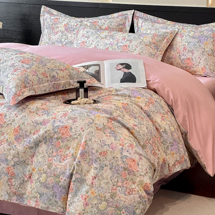 91家纺网 家纺一手货源 找家纺 海洋家纺 2025新款100%全棉磨毛数码印花四件套加厚全棉四件套-提供买家秀 琳岚 粉