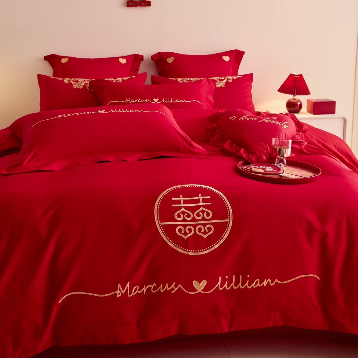 91家纺网 家纺一手货源 找家纺 东方合美（原：皇家传奇） 2025新款婚庆小红书化纤系列二 喜上加喜