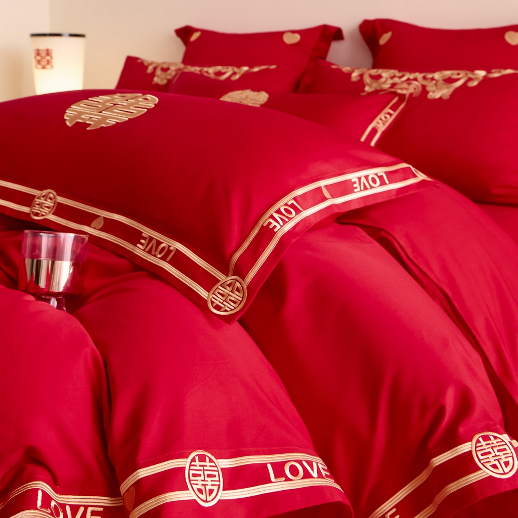 91家纺网 家纺一手货源 找家纺 东方合美（原：皇家传奇） 2025新款婚庆小红书化纤系列二 双喜