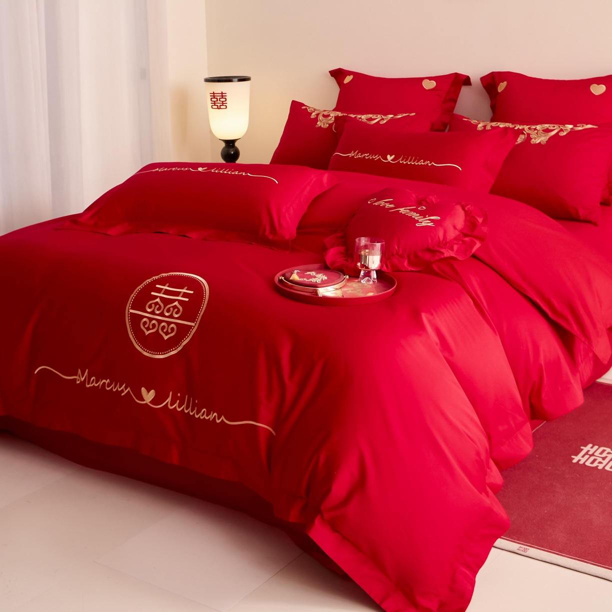 91家纺网 家纺一手货源 找家纺 东方合美（原：皇家传奇） 2025新款婚庆小红书化纤系列二 喜上加喜