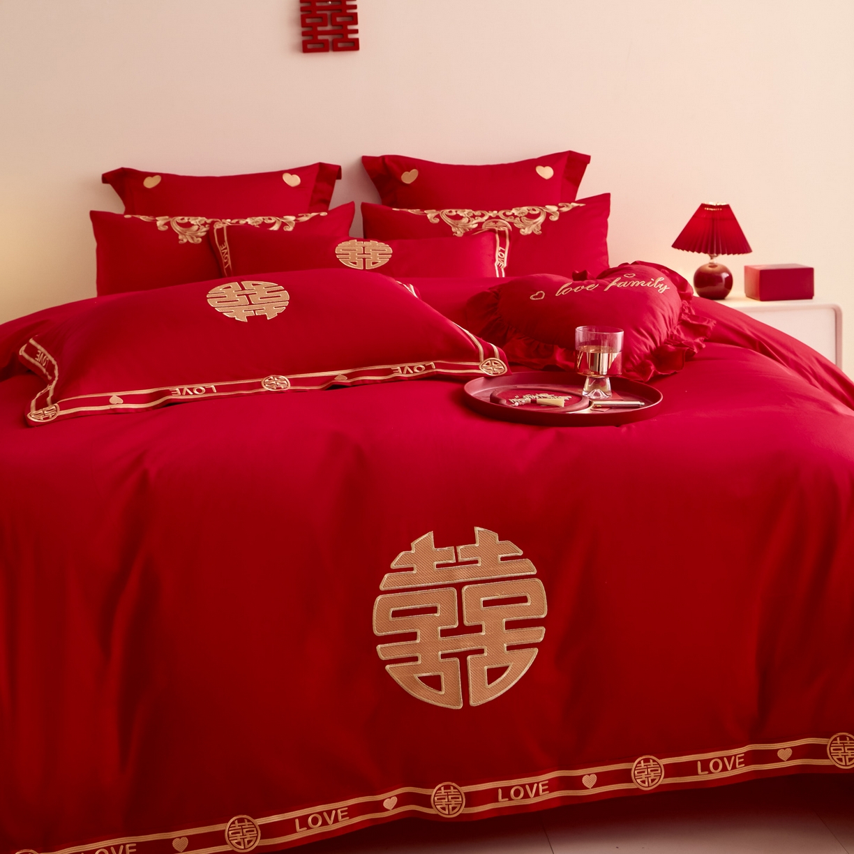 91家纺网 家纺一手货源 找家纺 东方合美（原：皇家传奇） 2025新款婚庆小红书化纤系列二 双喜