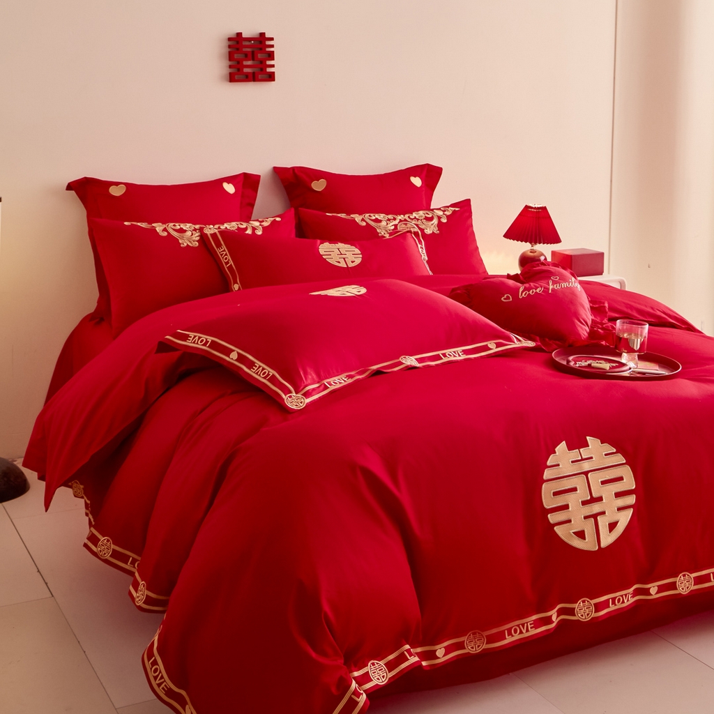 91家纺网 家纺一手货源 找家纺 东方合美（原：皇家传奇） 2025新款婚庆小红书化纤系列二 双喜