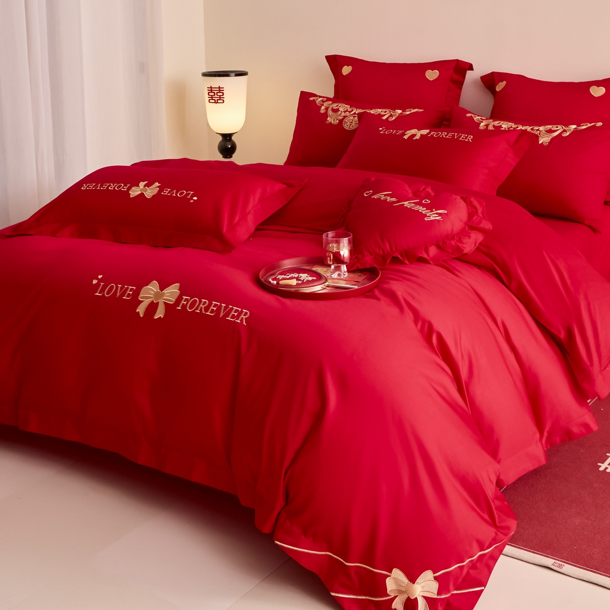 91家纺网 家纺一手货源 找家纺 东方合美（原：皇家传奇） 2025新款婚庆小红书化纤系列二 蝴蝶结