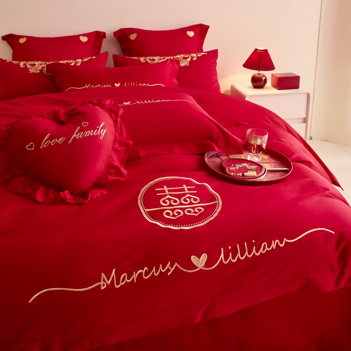 91家纺网 家纺一手货源 找家纺 东方合美（原：皇家传奇） 2025新款婚庆小红书化纤系列二 喜上加喜