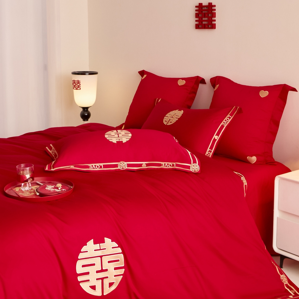 91家纺网 家纺一手货源 找家纺 东方合美（原：皇家传奇） 2025新款婚庆小红书化纤系列二 双喜