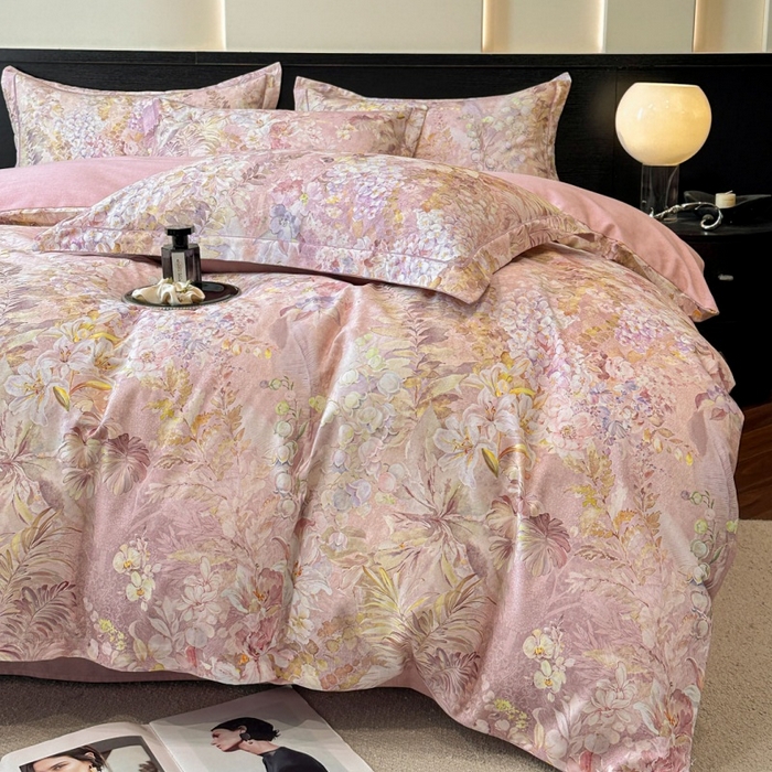 91家纺网 家纺一手货源 找家纺 海洋家纺 2025新款100%全棉磨毛数码印花四件套加厚全棉四件套-提供买家秀 玲兰入梦 粉