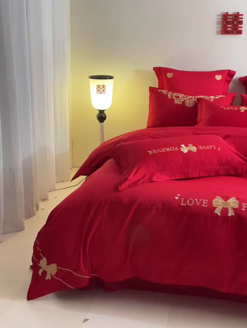 91家纺网 家纺一手货源 找家纺 东方合美（原：皇家传奇） 2025新款婚庆小红书化纤系列二 蝴蝶结