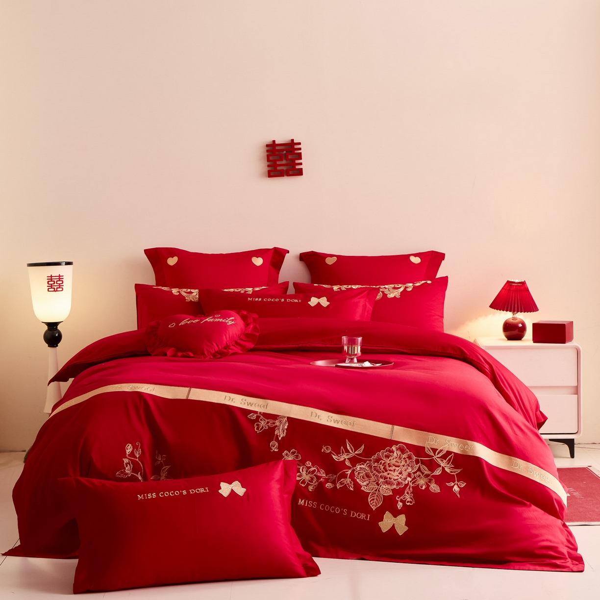 91家纺网 家纺一手货源 找家纺 东方合美（原：皇家传奇） 2025新款婚庆小红书化纤系列二 相爱-金