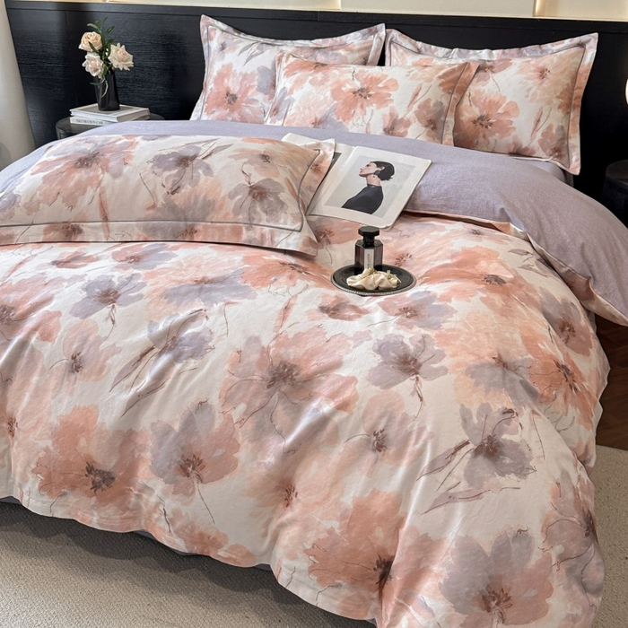 91家纺网 家纺一手货源 找家纺 海洋家纺 2025新款100%全棉磨毛数码印花四件套加厚全棉四件套-提供买家秀 梦萦 红