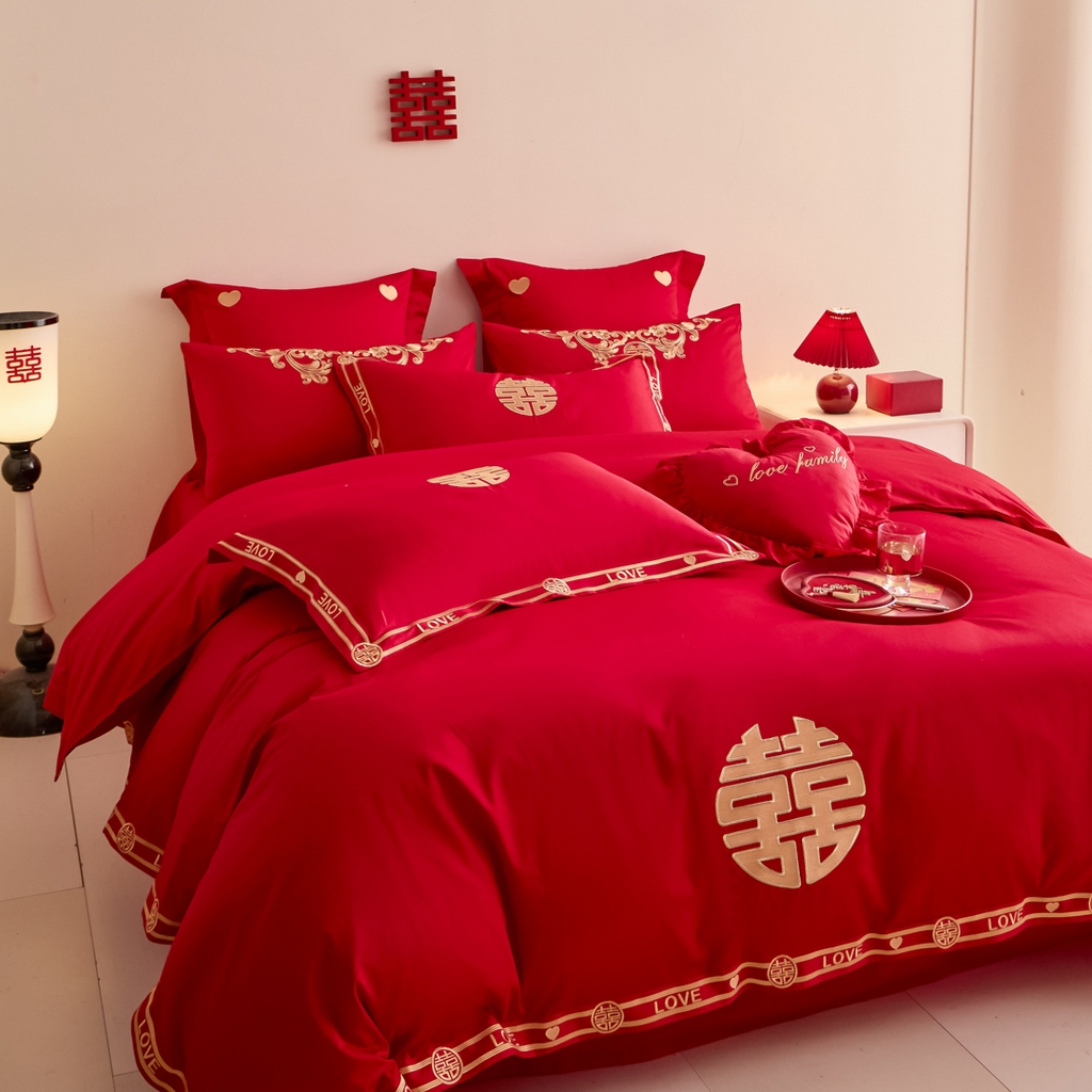 91家纺网 家纺一手货源 找家纺 东方合美（原：皇家传奇） 2025新款婚庆小红书化纤系列二 双喜