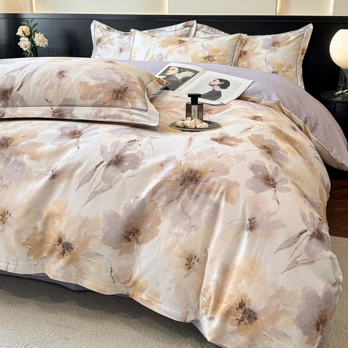 91家纺网 家纺一手货源 找家纺 海洋家纺 2025新款100%全棉磨毛数码印花四件套加厚全棉四件套-提供买家秀 梦萦 黄