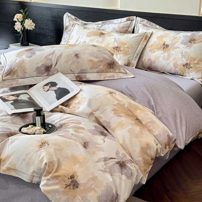 91家纺网 家纺一手货源 找家纺 海洋家纺 2025新款100%全棉磨毛数码印花四件套加厚全棉四件套-提供买家秀 梦萦 黄