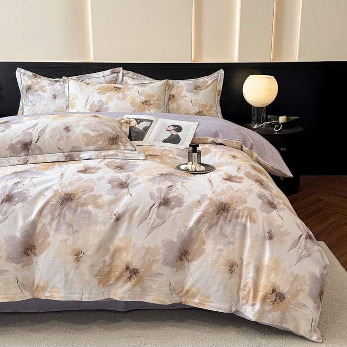 91家纺网 家纺一手货源 找家纺 海洋家纺 2025新款100%全棉磨毛数码印花四件套加厚全棉四件套-提供买家秀 梦萦 黄