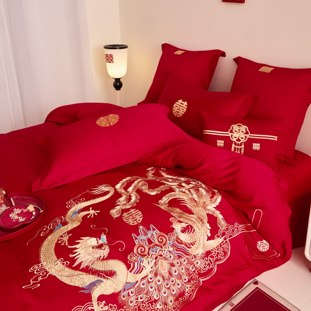 91家纺网 家纺一手货源 找家纺 东方合美（原：皇家传奇） 2025新款婚庆小红书化纤系列二 龙腾凤跃