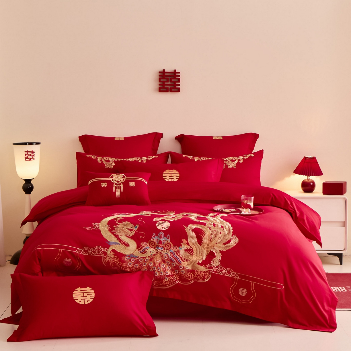 91家纺网 家纺一手货源 找家纺 东方合美（原：皇家传奇） 2025新款婚庆小红书化纤系列二 龙腾凤跃