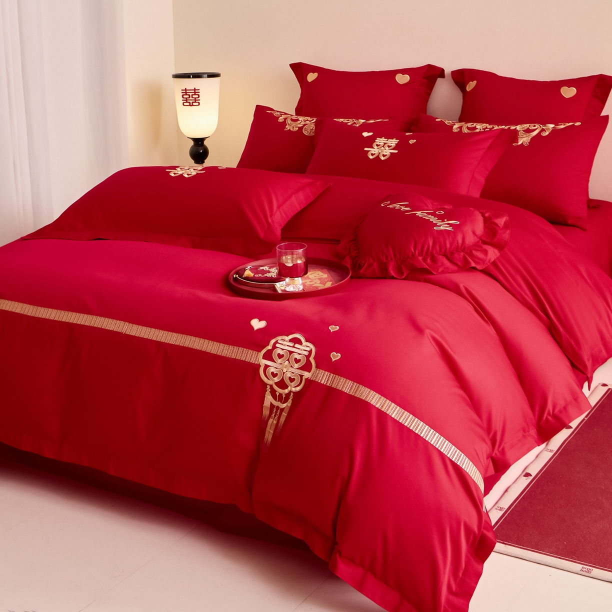 91家纺网 家纺一手货源 找家纺 东方合美（原：皇家传奇） 2025新款婚庆小红书化纤系列二 心连心