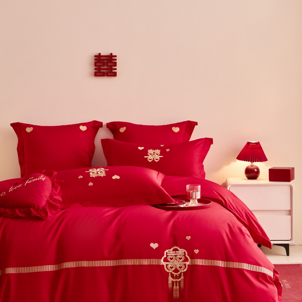 91家纺网 家纺一手货源 找家纺 东方合美（原：皇家传奇） 2025新款婚庆小红书化纤系列二 心连心