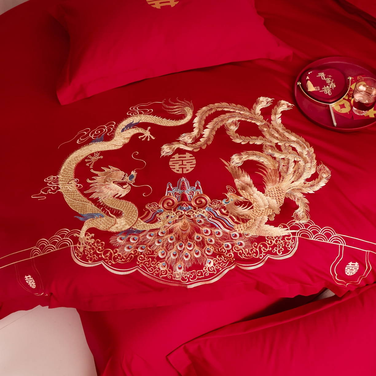 91家纺网 家纺一手货源 找家纺 东方合美（原：皇家传奇） 2025新款婚庆小红书化纤系列二 龙腾凤跃