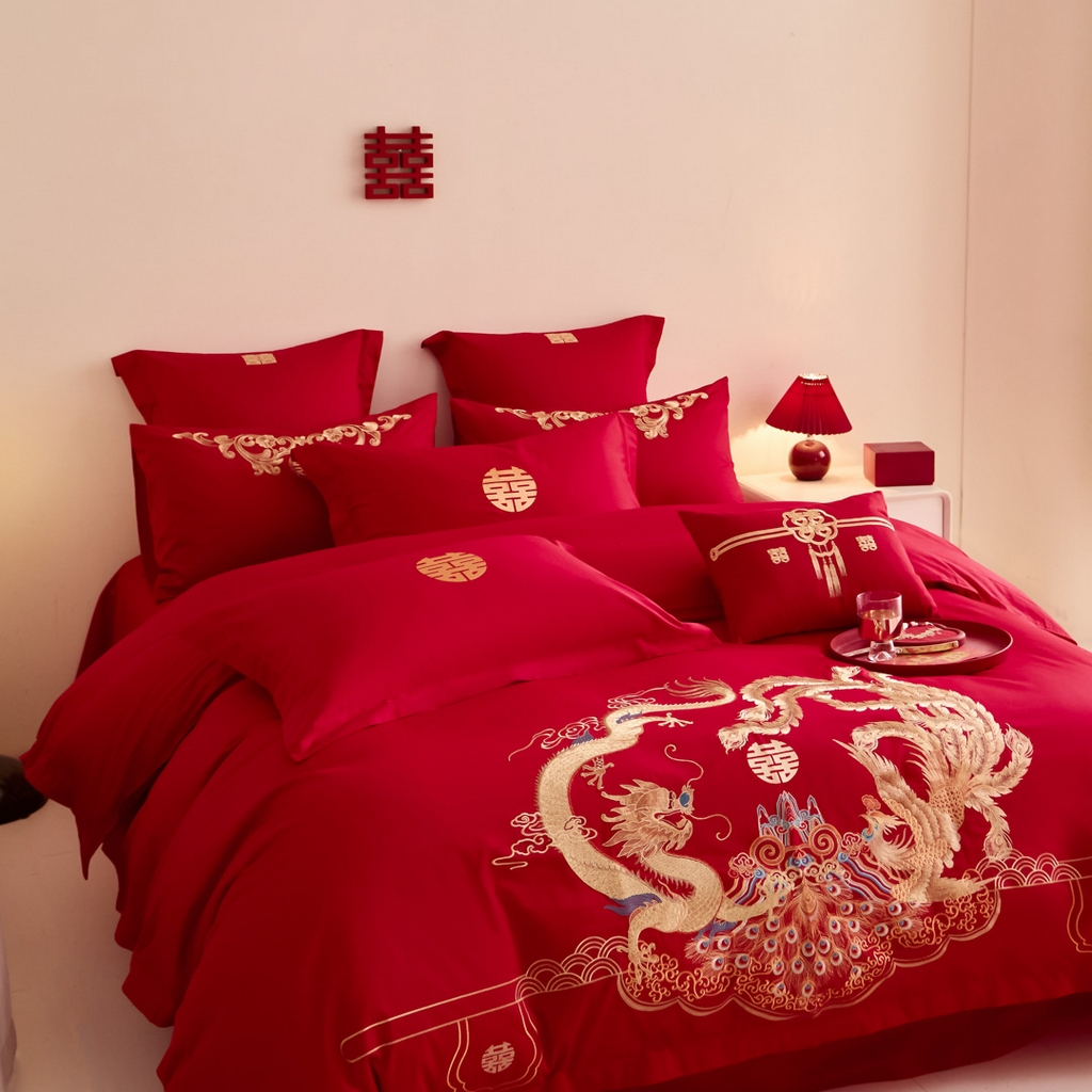 91家纺网 家纺一手货源 找家纺 东方合美（原：皇家传奇） 2025新款婚庆小红书化纤系列二 龙腾凤跃