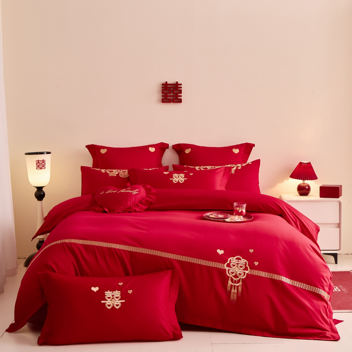 91家纺网 家纺一手货源 找家纺 东方合美（原：皇家传奇） 2025新款婚庆小红书化纤系列二 心连心