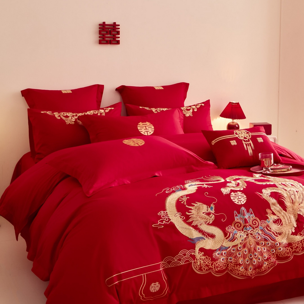 91家纺网 家纺一手货源 找家纺 东方合美（原：皇家传奇） 2025新款婚庆小红书化纤系列二 龙腾凤跃