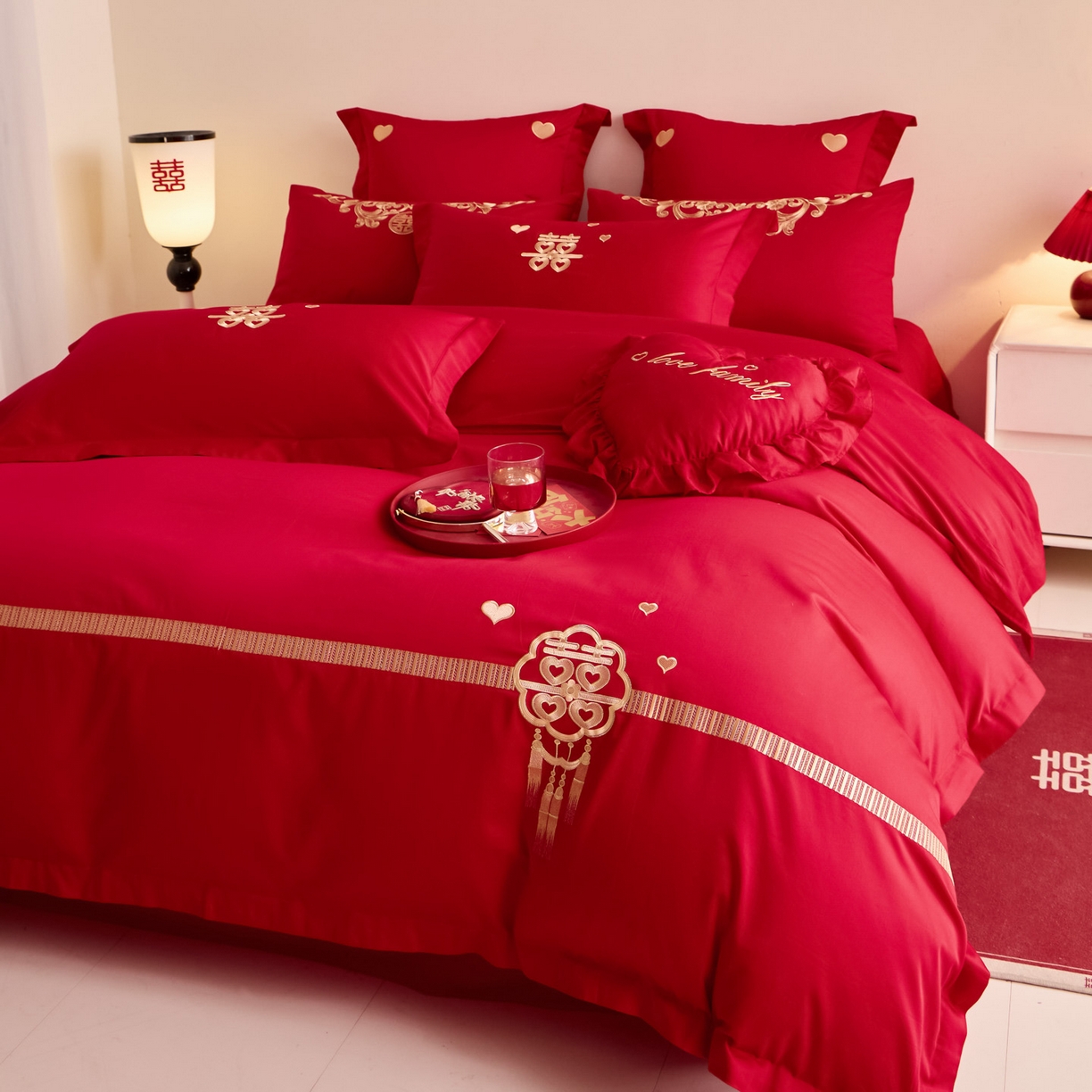 91家纺网 家纺一手货源 找家纺 东方合美（原：皇家传奇） 2025新款婚庆小红书化纤系列二 心连心