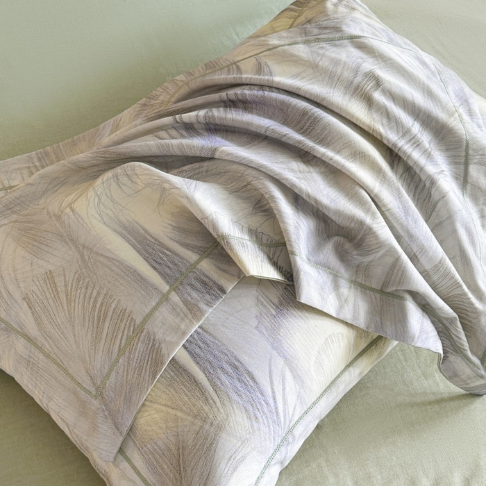 91家纺网 家纺一手货源 找家纺 海洋家纺 2025新款100%全棉磨毛数码印花四件套加厚全棉四件套-提供买家秀 羽纱 浅绿