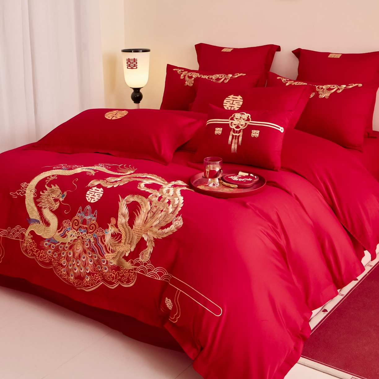 91家纺网 家纺一手货源 找家纺 东方合美（原：皇家传奇） 2025新款婚庆小红书化纤系列二 龙腾凤跃