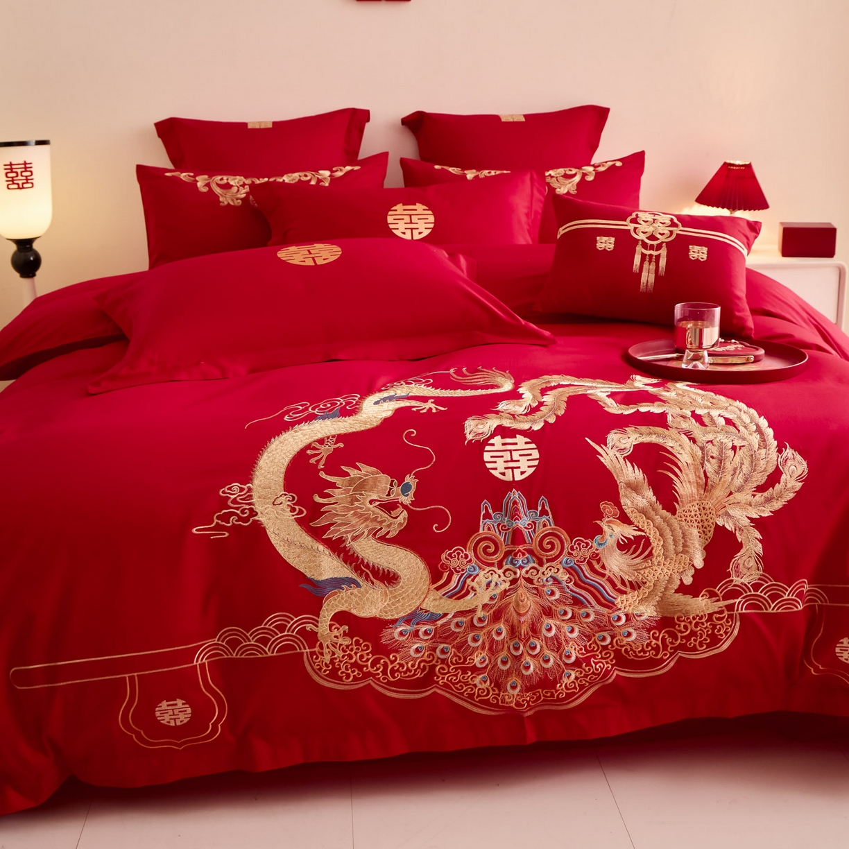 91家纺网 家纺一手货源 找家纺 东方合美（原：皇家传奇） 2025新款婚庆小红书化纤系列二 龙腾凤跃